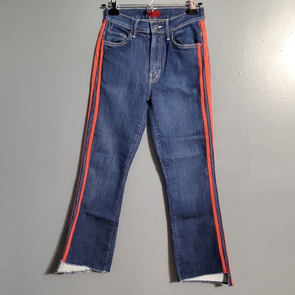 Mother Insider Crop Step Fray Speed Racer Womens Jeans Dark Wash Size 24